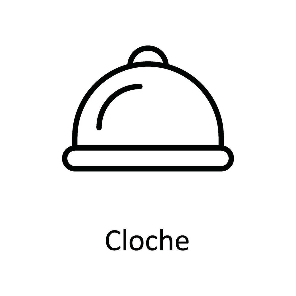 cloche vektor översikt ikon design illustration. mat och drycker symbol på vit bakgrund eps 10 fil