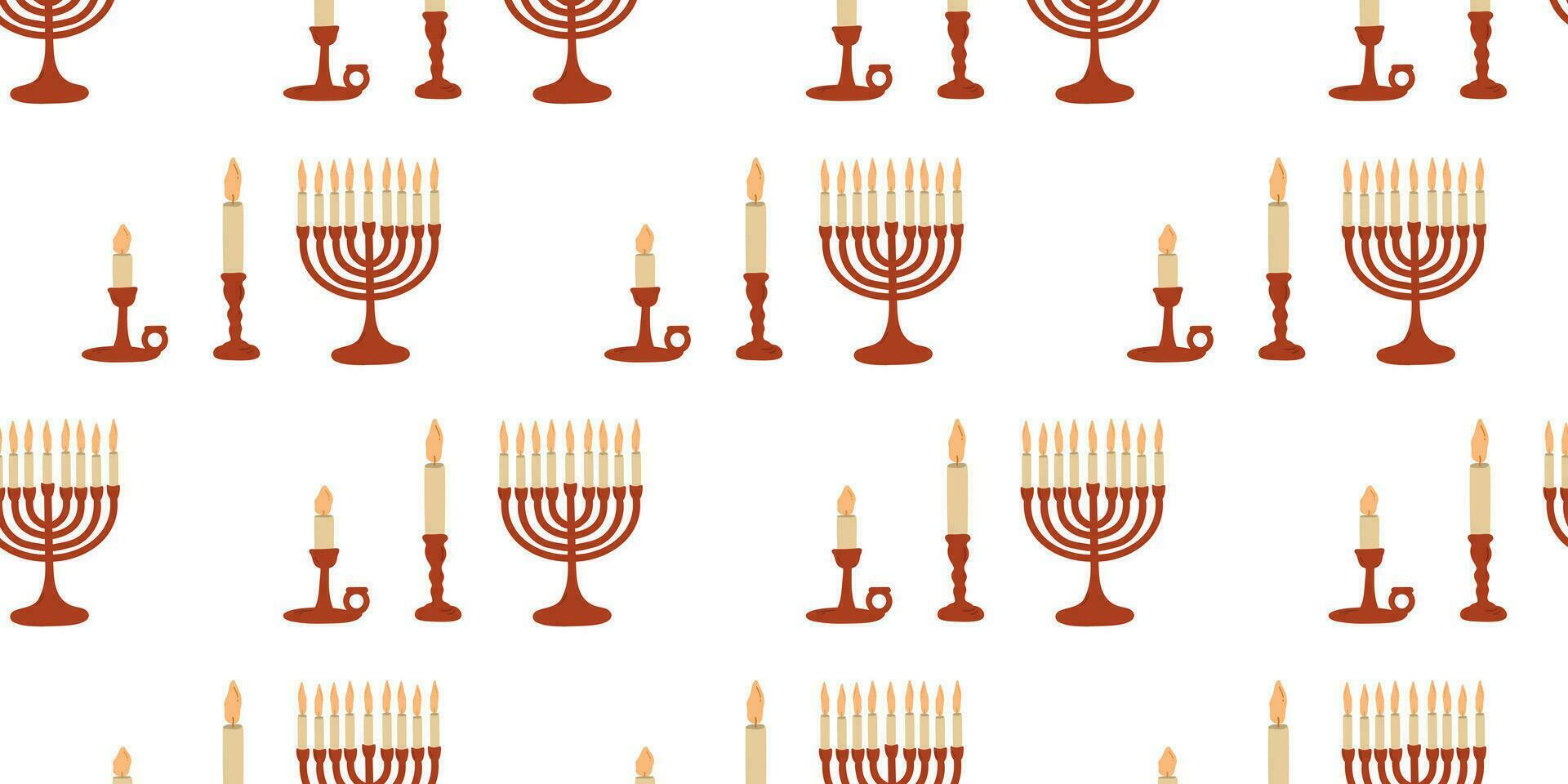 sömlös mönster med en ljusstake med en ljus och en hanukkah menora vektor