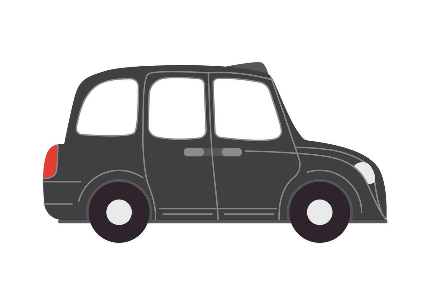 vektor tecknad serie cab bil. isolerat platt brittiskt svart taxi på vit bakgrund