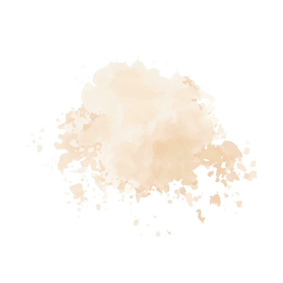 persika vattenfärg stänk på vit bakgrund. vektor beige vattenfärg textur