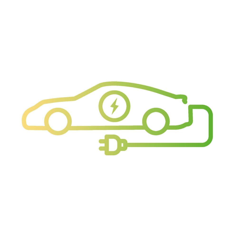 elektrisch Auto Symbol. Hybrid Fahrzeug Piktogramm. Linie elektrisch Auto vektor