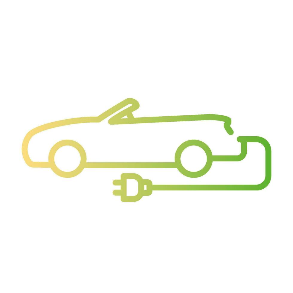 elektrisch Auto Symbol. Hybrid Fahrzeug Piktogramm. Linie elektrisch Auto vektor