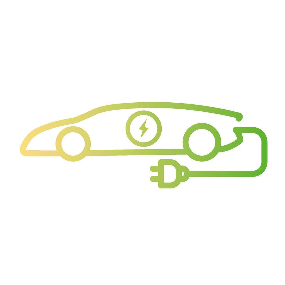 elektrisch Auto Symbol. Hybrid Fahrzeug Piktogramm. Linie elektrisch Auto vektor