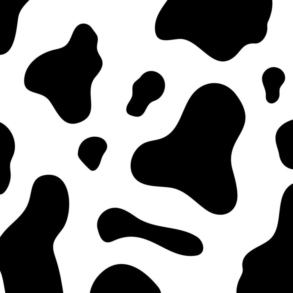 Tier Hintergrund, Kühe, Flecken, Kuh Textur, Säugetiere. das Kuh Hintergrund ist schwarz und Weiß im ein eben Stil. vektor
