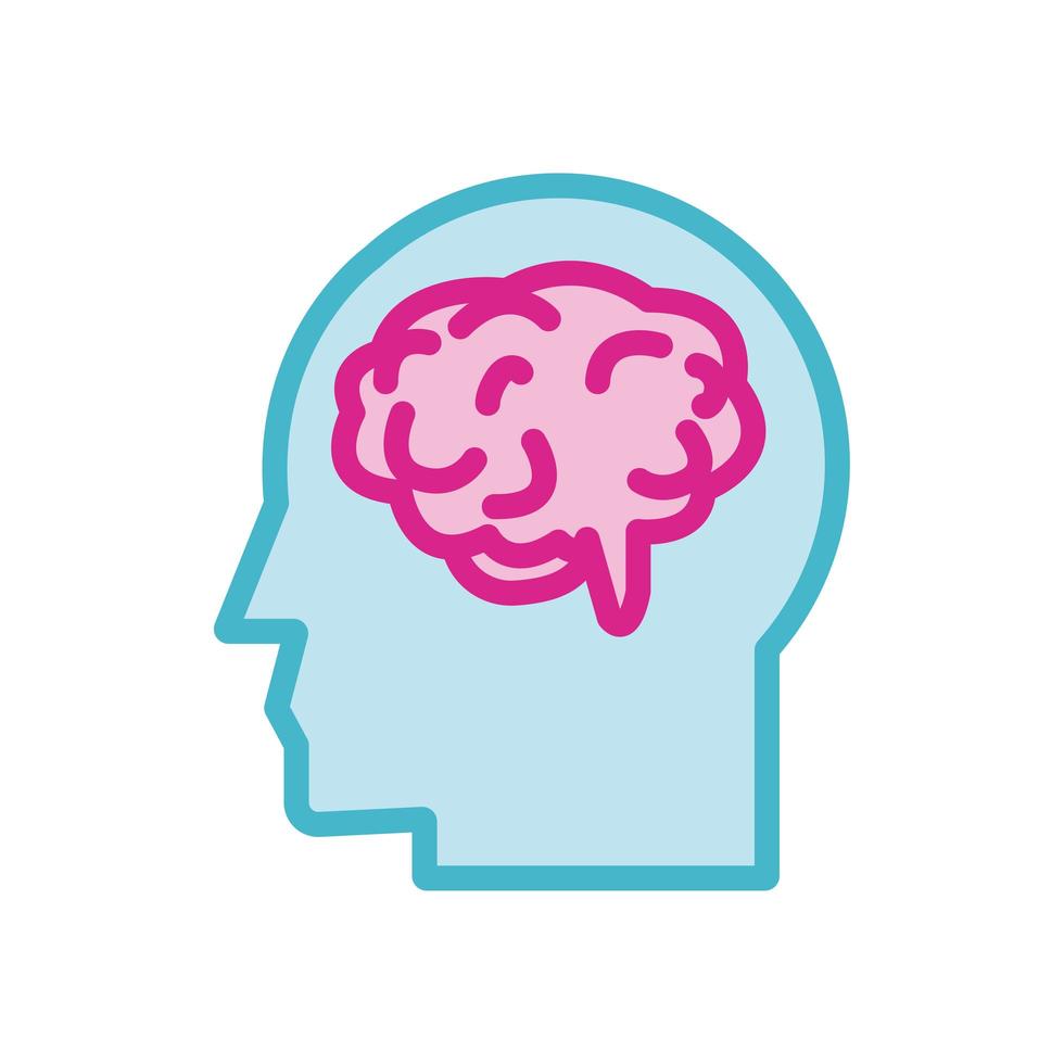 menschliches Profil mit Gehirnlinie und Füllstilsymbol vektor