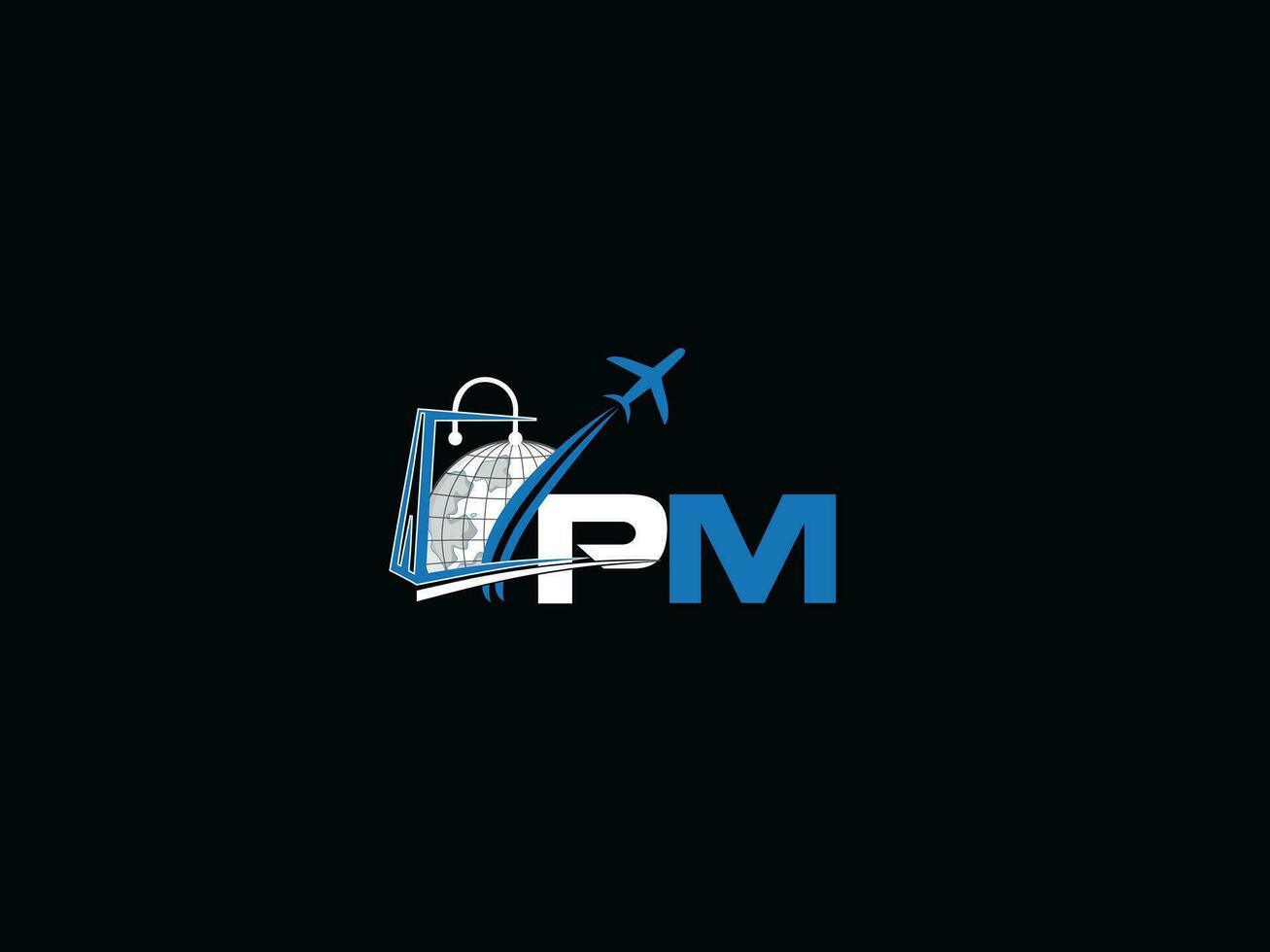 monogram resa pm logotyp design, global p reser brev logotyp ikonamonogram resa p logotyp design, global pm reser brev logotyp ikon vektor