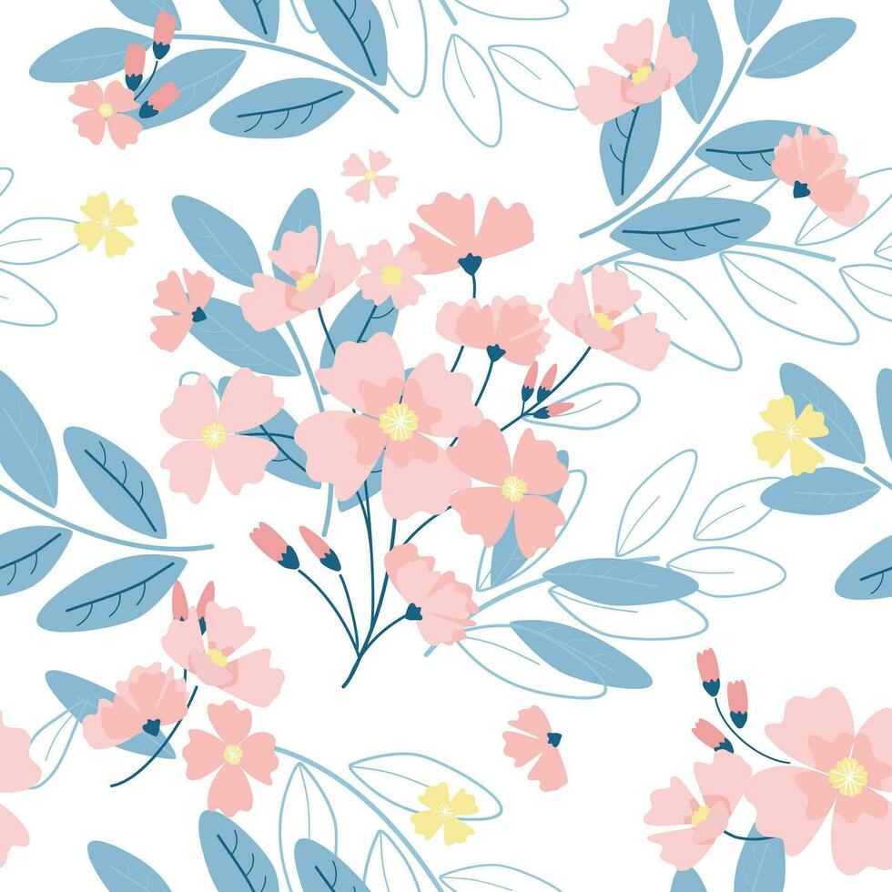 minimal Blumen- nahtlos Muster modisch Vorlage zum Design. Pastell- Blume Muster Vektor Illustration Hintergrund Hälfte fallen Design zum Stoff, Textil, Startseite Papier, Geschenk wickeln, drucken Vorlage.