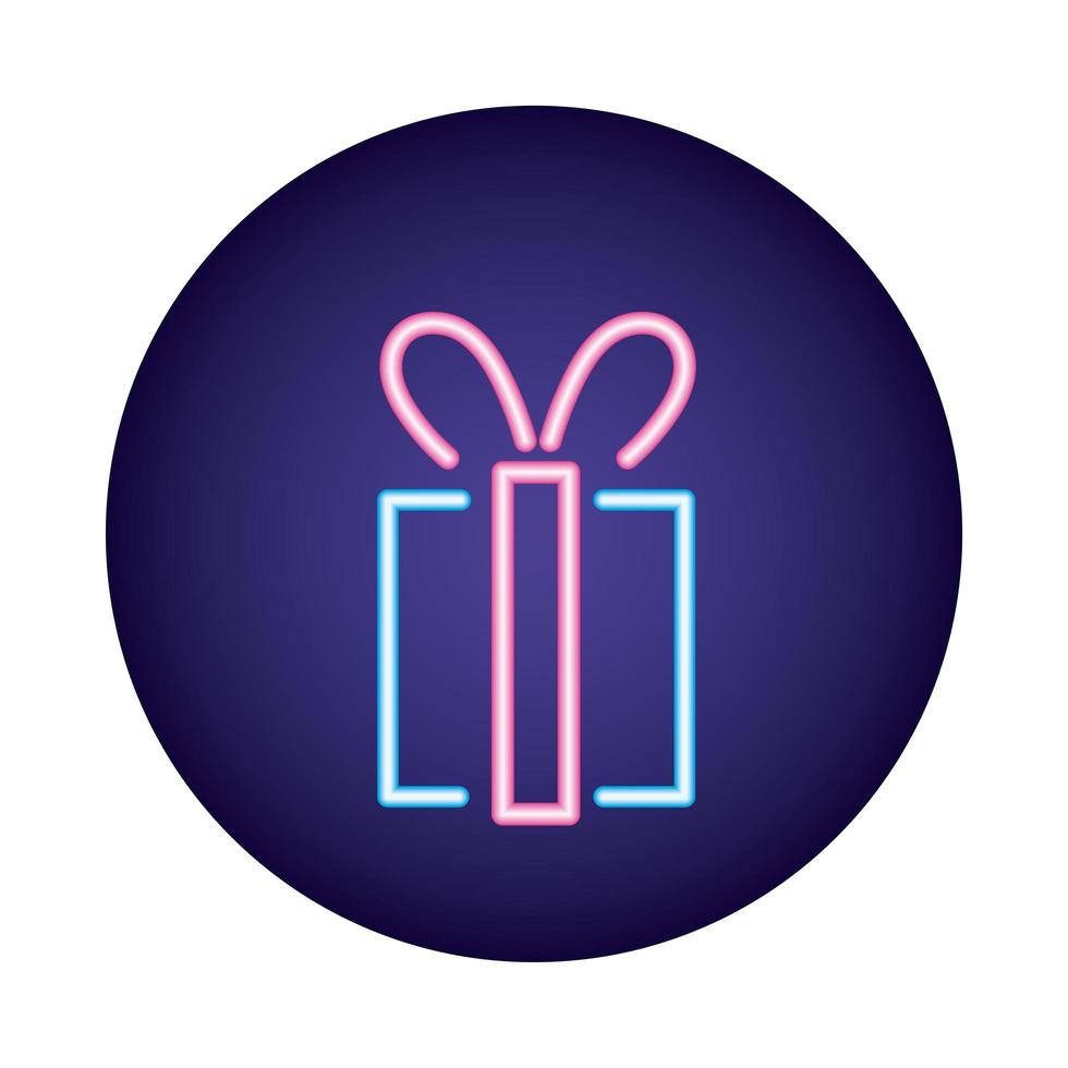 Geschenkbox Neonlicht-Stil-Symbol vektor