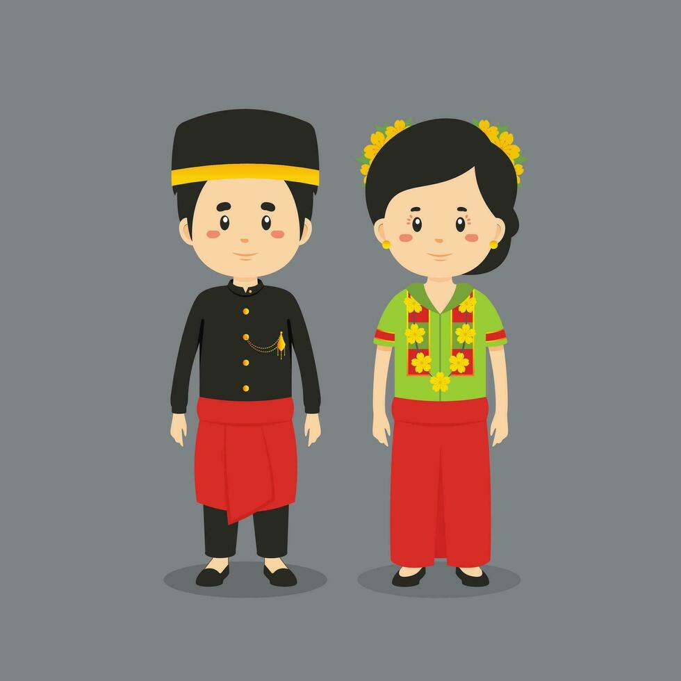 Paar Charakter tragen Westen Sulawesi traditionell Kleid vektor