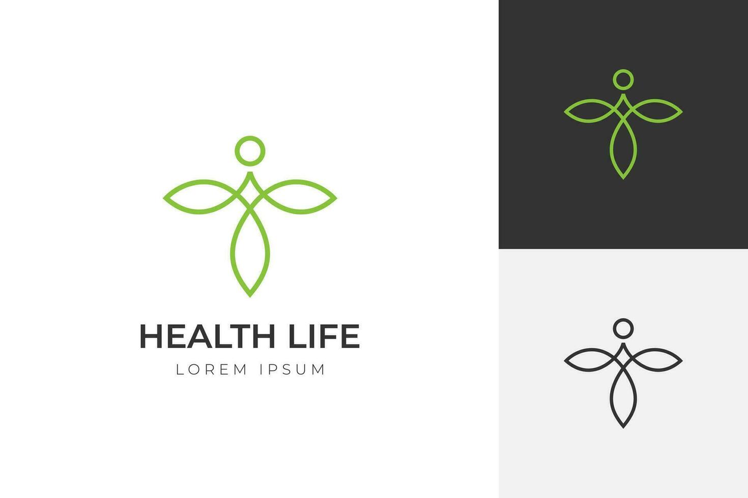 abstrakt Wellness Linie Logo Design mit linear Stil Blatt und Menschen verwendbar zum Natur, Kosmetika, Gesundheitswesen und Schönheit Logos vektor