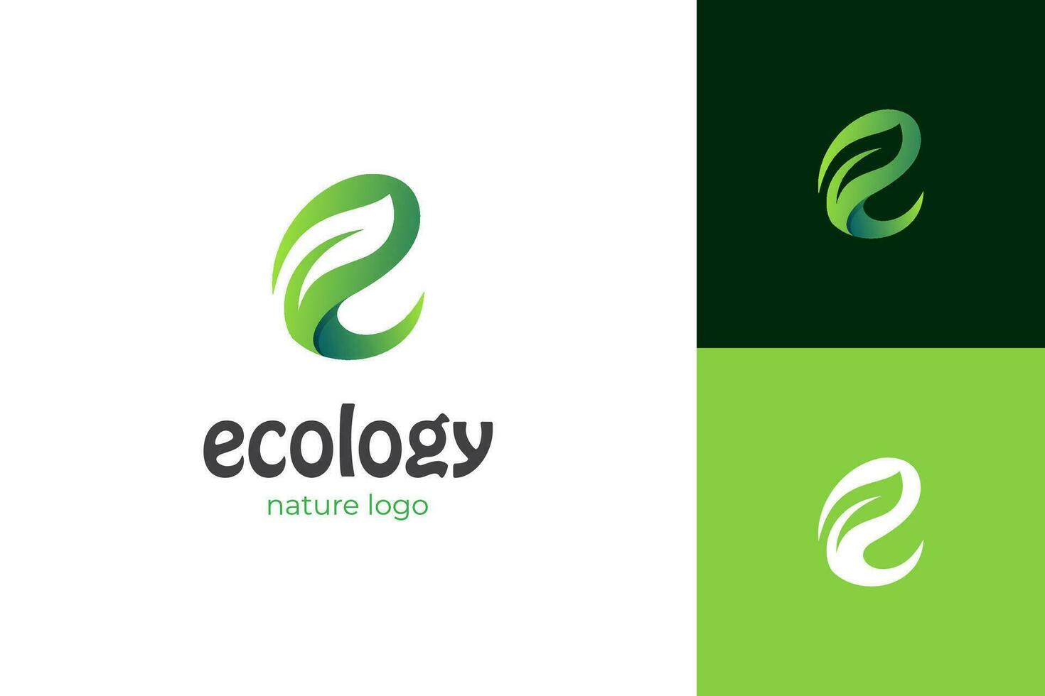 brev e ekologi logotyp ikon design med blad eller natur grön växt grafisk element, symbol för jord dag logotyp, natur produkt märka vektor