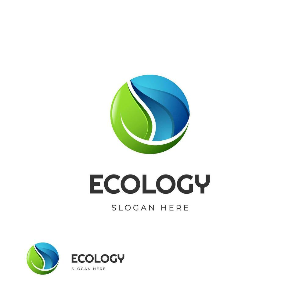 Ökologie freundlich Logo Design Illustration, Speichern Logo Symbol und Welt Umwelt Design Konzept vektor