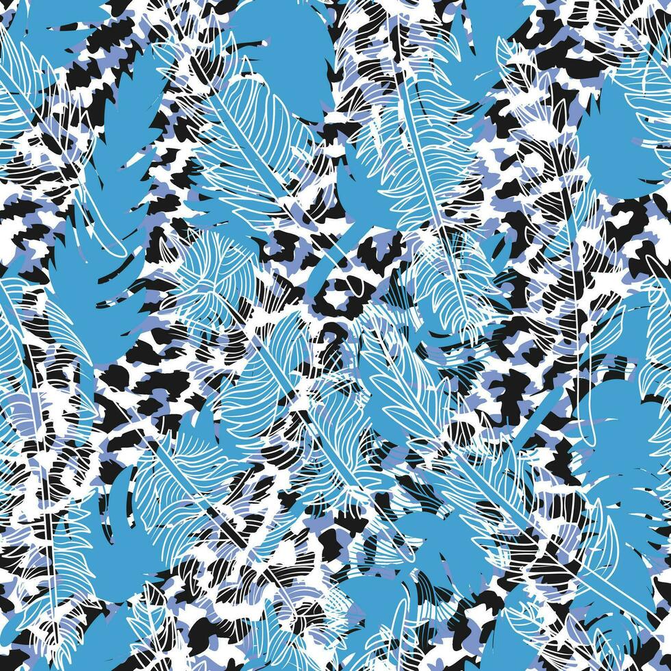 mönster sömlös av fjädrar och leopard skriva ut. vektor illustration för textil- industri