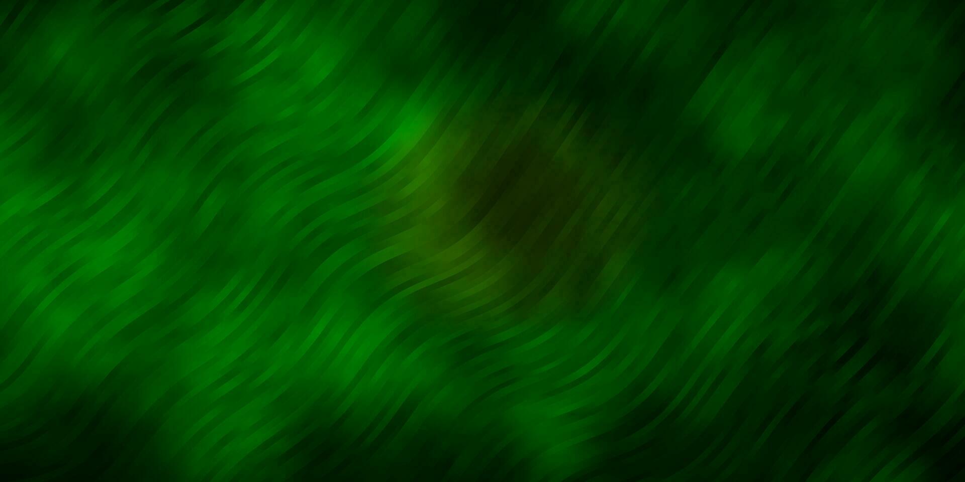 dunkelgrüner, gelber Vektorhintergrund mit gekrümmten Linien. vektor