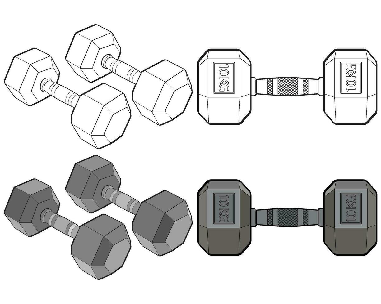 uppsättning av tung sport hantel för gymnastik, vektor tung sport hantel isolerat med vit bakgrund.