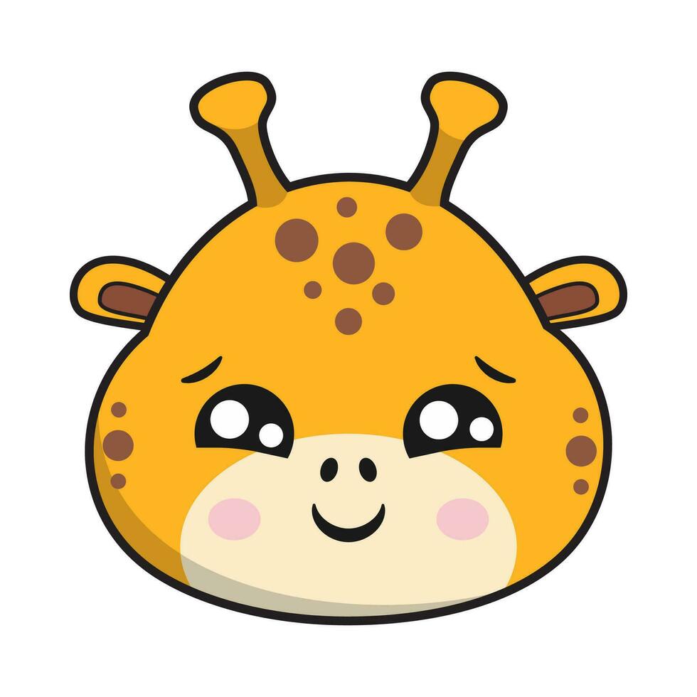 Giraffe schüchtern Gesicht Aufkleber Emoticon Kopf isoliert vektor