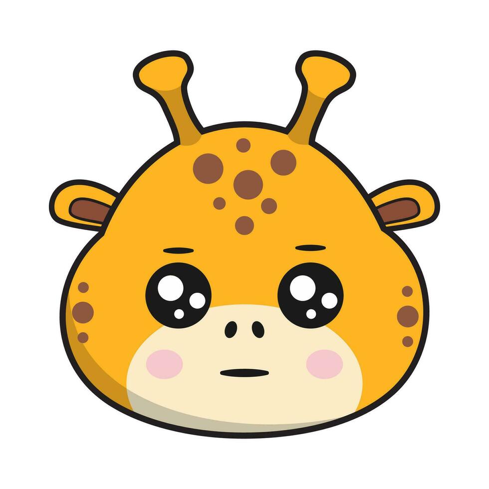 Giraffe neutral Gesicht Aufkleber Emoticon Kopf isoliert vektor