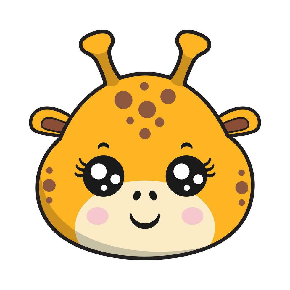 giraff strålande ansikte klistermärke uttryckssymbol huvud isolerat vektor