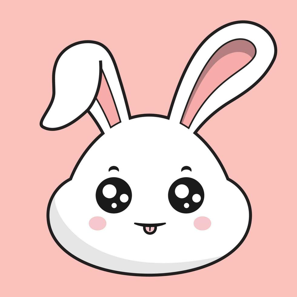 Hase Zunge aus Gesicht Hase Kopf kawaii Aufkleber vektor