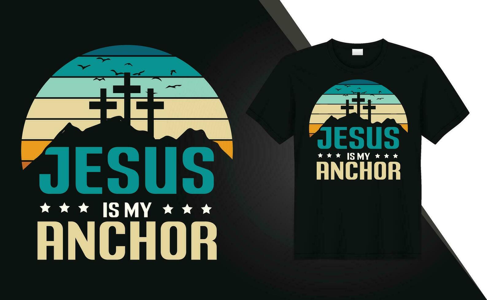 tro Gud eller Jesus typografisk grafik tshirt design fri vektor