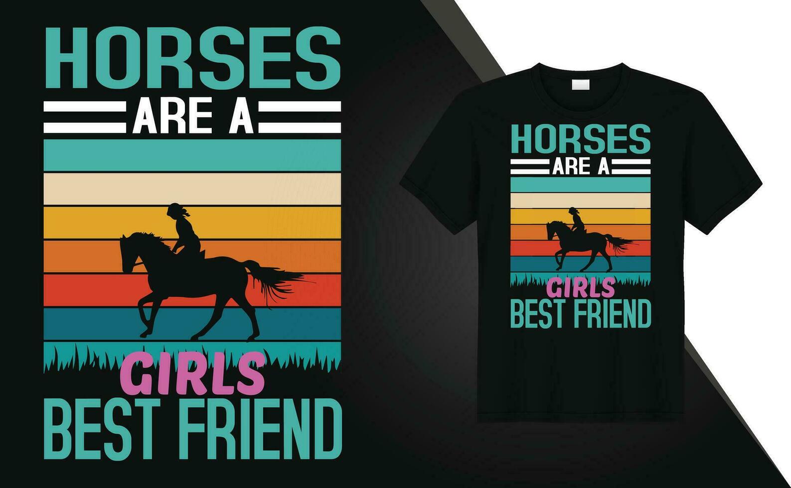 Mädchen liebend Pferd T-Shirt Design kostenlos Vektor