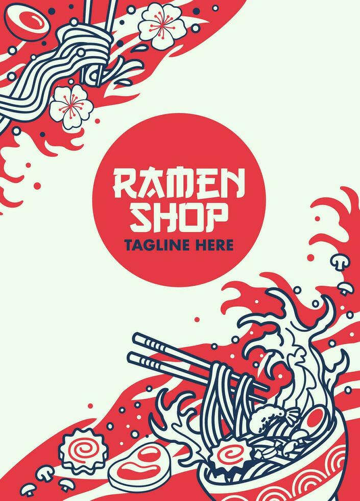 japanisch Stil Hintergrund von Ramen Nudel Illustration vektor