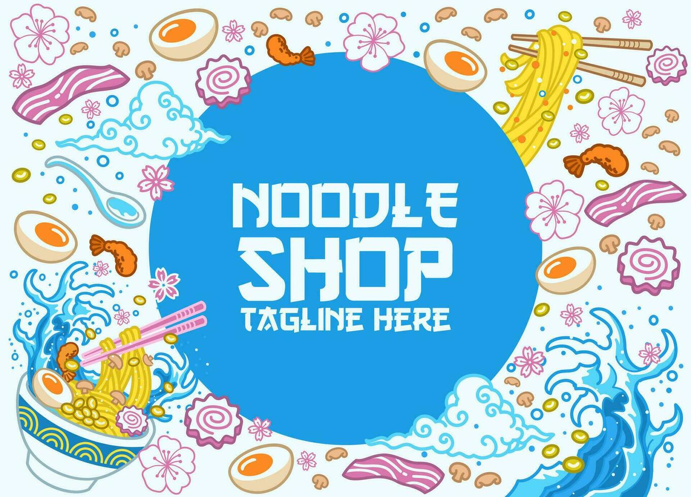 Vektor Illustration von lecker japanisch Ramen Nudel Hintergrund