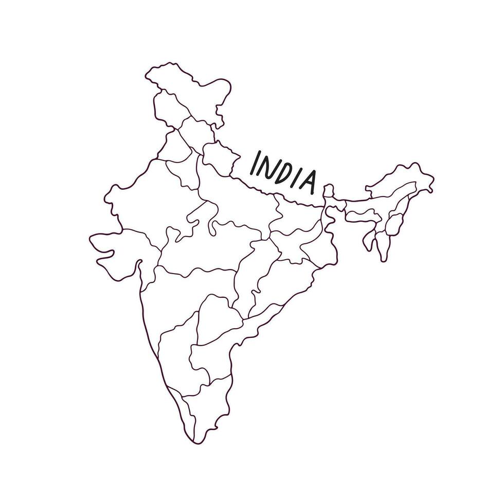 hand dragen klotter Karta av Indien vektor