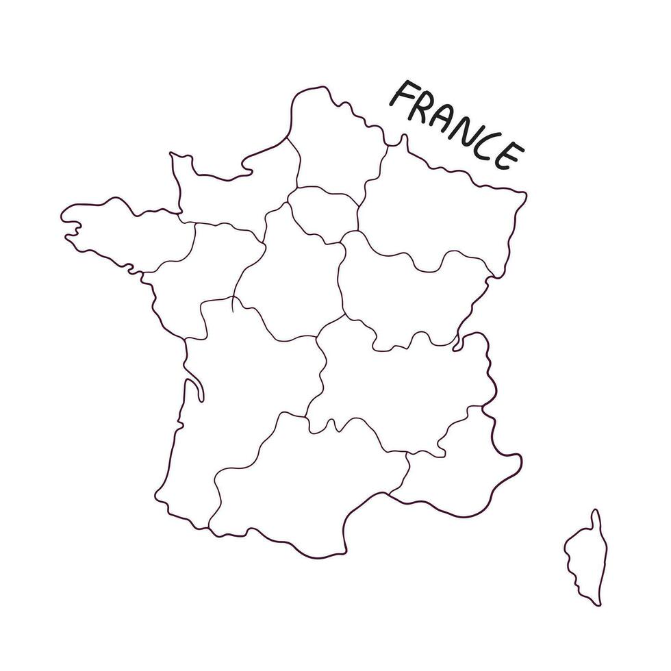Hand gezeichnet Gekritzel Karte von Frankreich vektor