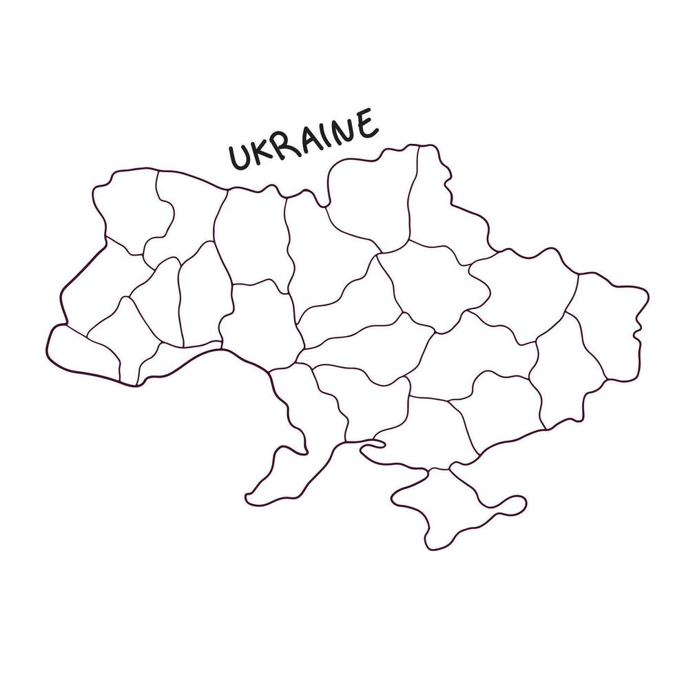 hand dragen klotter Karta av ukraina vektor