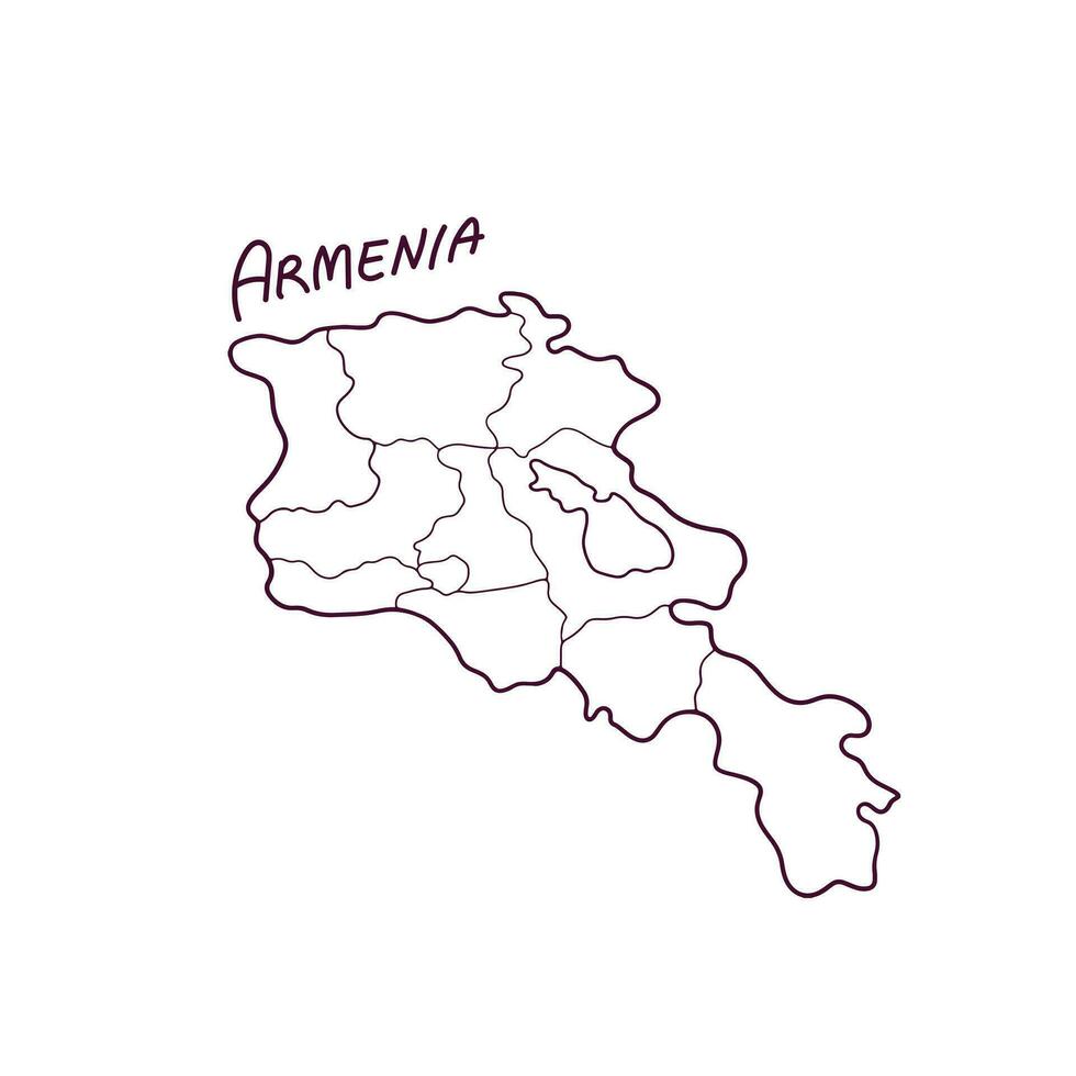 hand dragen klotter Karta av armenien. vektor illustration