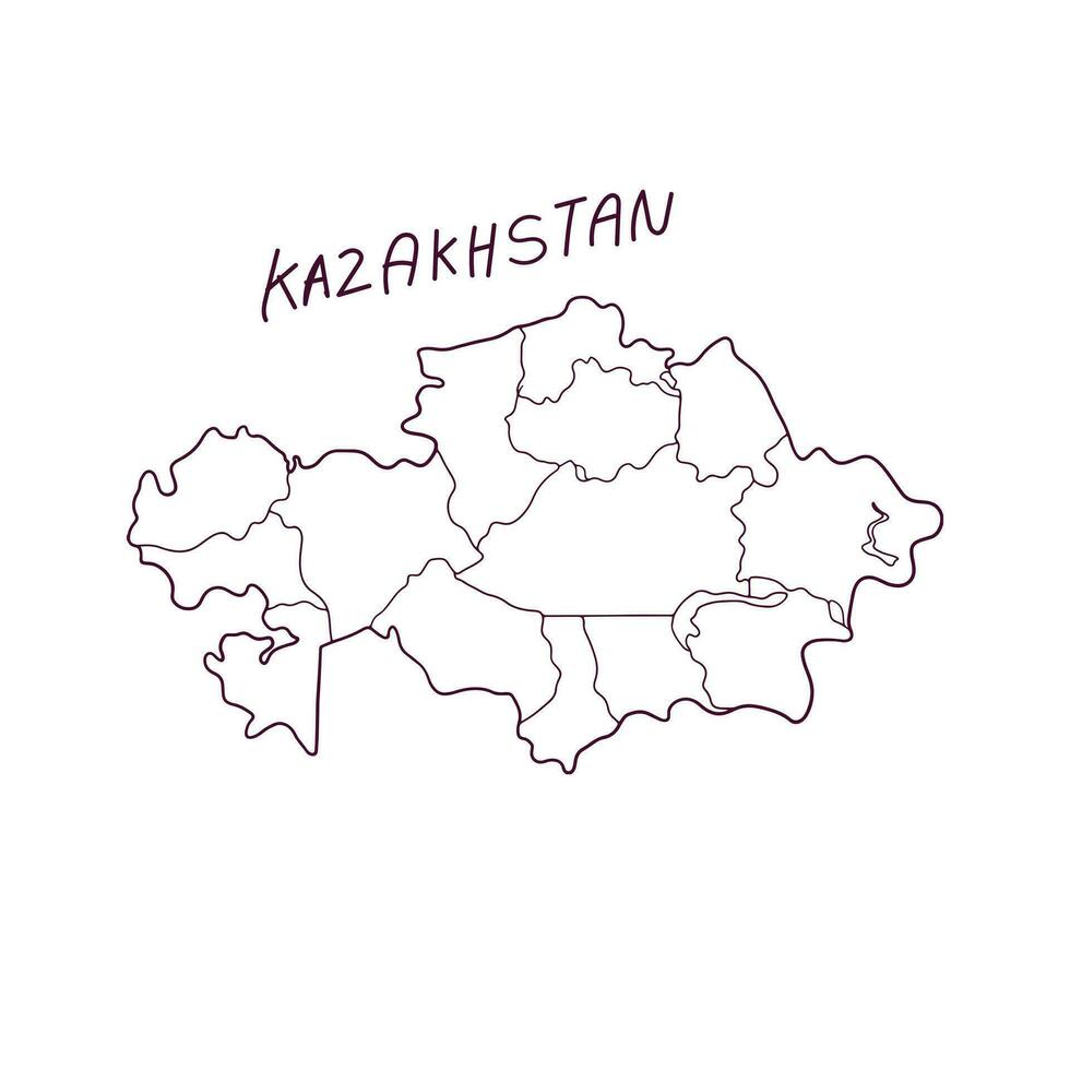 Hand gezeichnet Gekritzel Karte von Kasachstan. Vektor Illustration