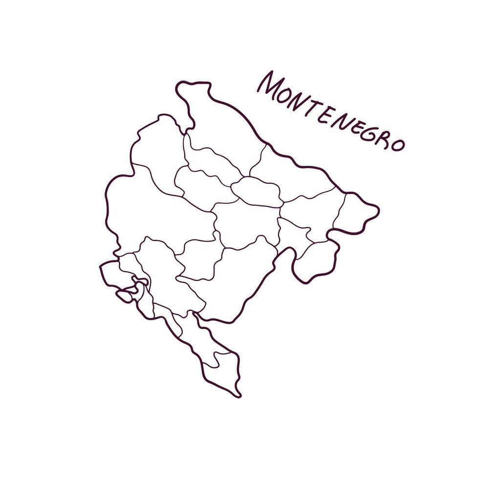 Hand gezeichnet Gekritzel Karte von Montenegro. Vektor Illustration