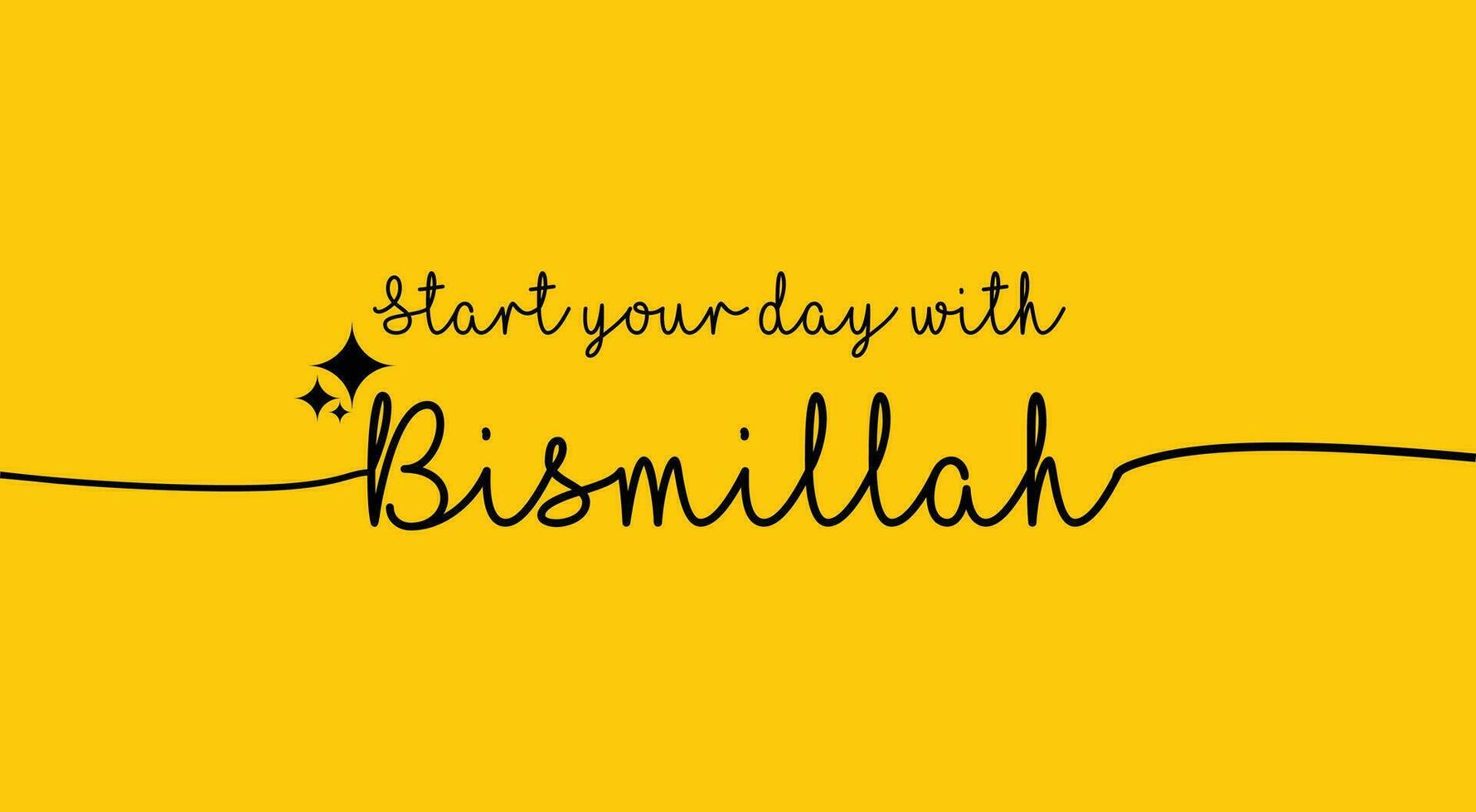 Start din dag med bismillah illustration vektor design bismillah citat motiverande baner design