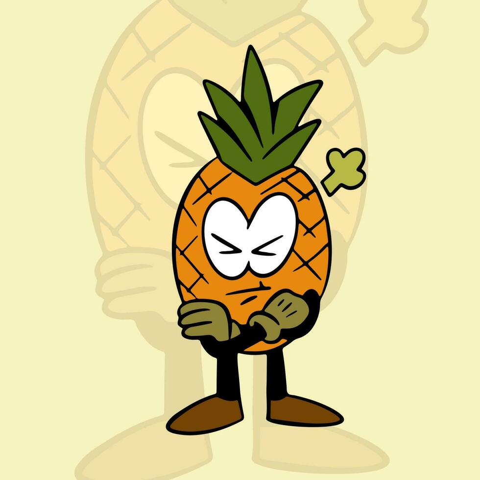 ananas frukt retro maskot illustration vektor