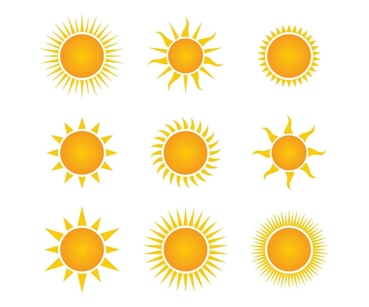 Sonne einstellen Symbole, Vektor Illustration