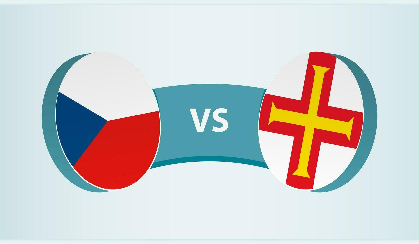 Tschechisch Republik gegen Guernsey, Mannschaft Sport Wettbewerb Konzept. vektor