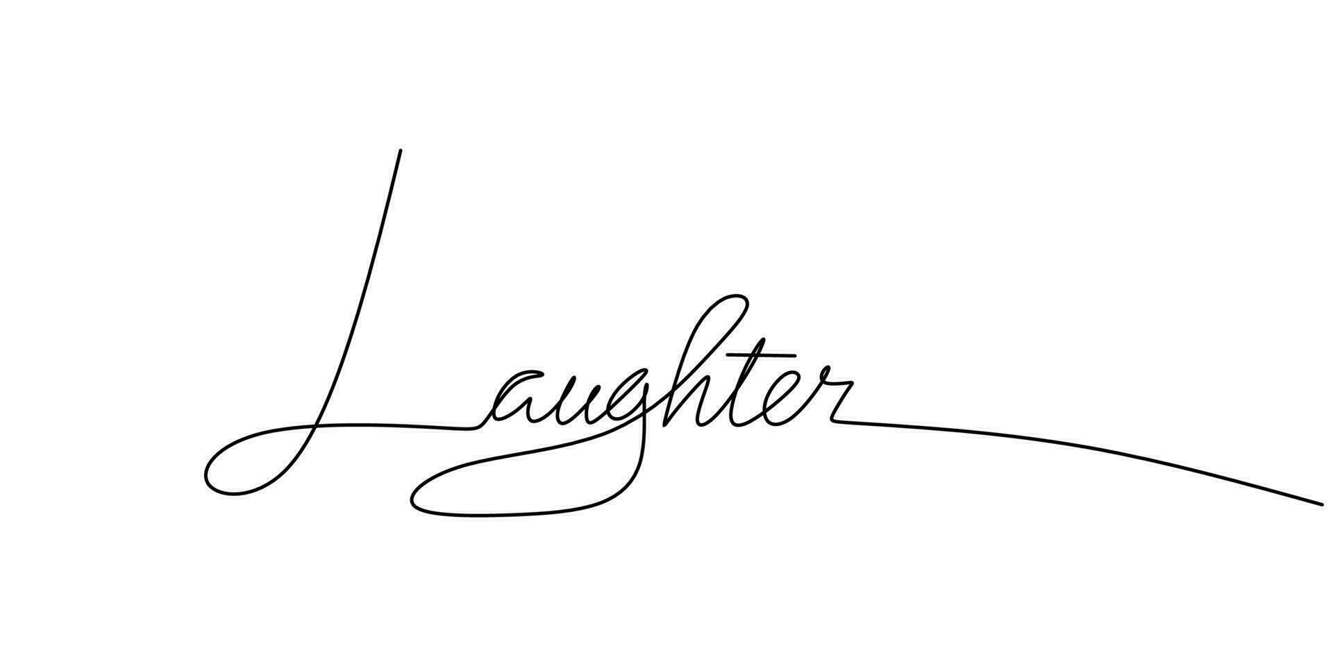 ett kontinuerlig linje teckning typografi linje konst av skratt ord vektor