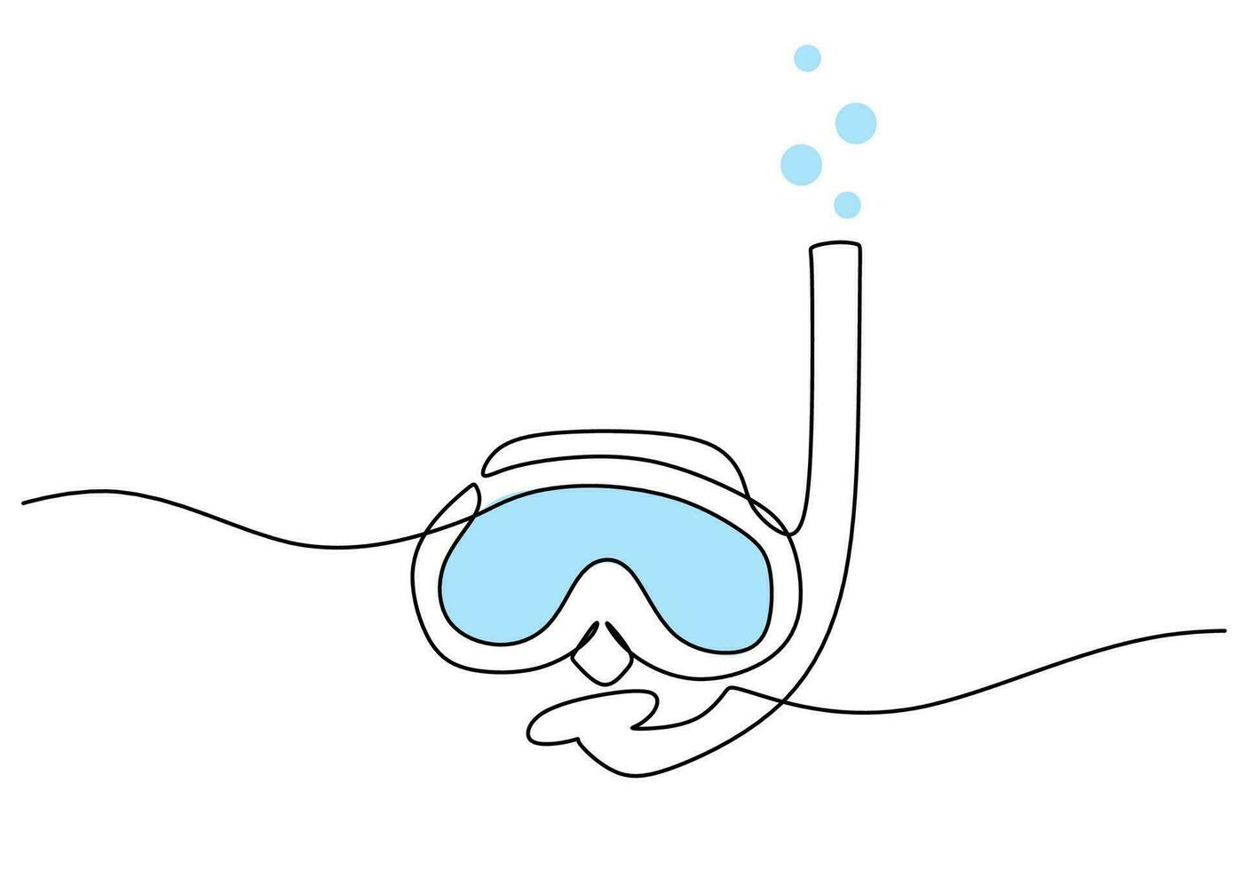 Schwimmen Schnorcheln Brille einer Linie Zeichnung kontinuierlich Hand gezeichnet vektor