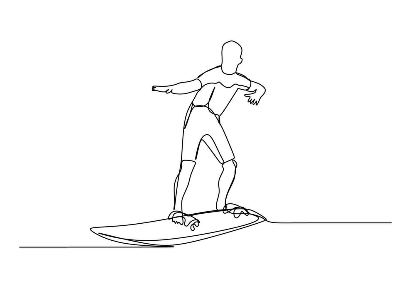 surfing kostym ett linje teckning kontinuerlig hand dragen sport tema vektor