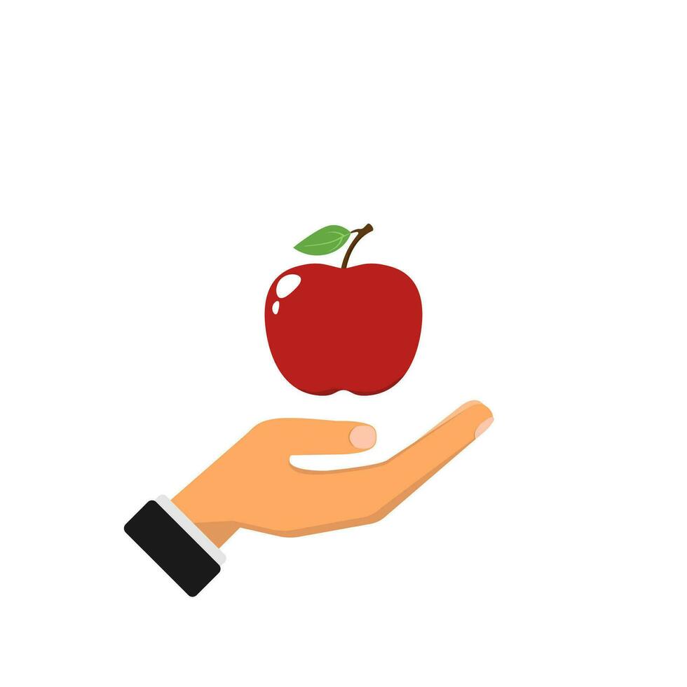 Hand und Apfel. vektor
