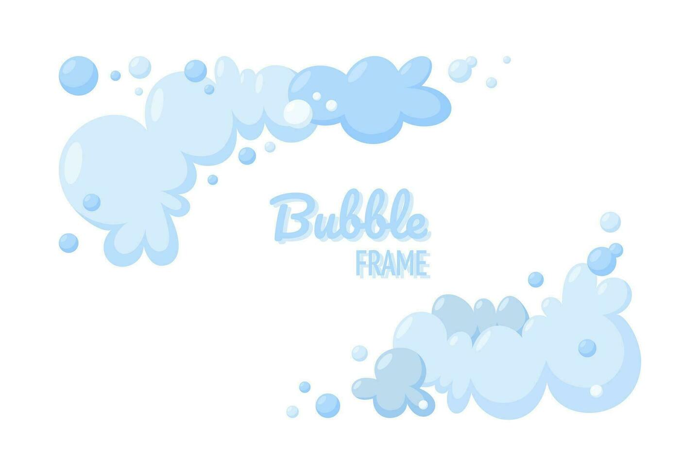 skum tillverkad av tvål eller moln. uppsättning av skum och bubblor. molnig ram och hörn. vektor illustration