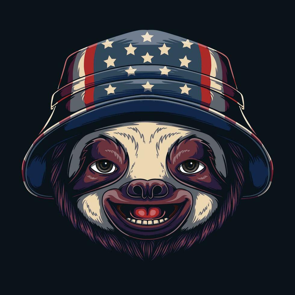 lättja bär hink hatt Amerika flagga vektor illustration