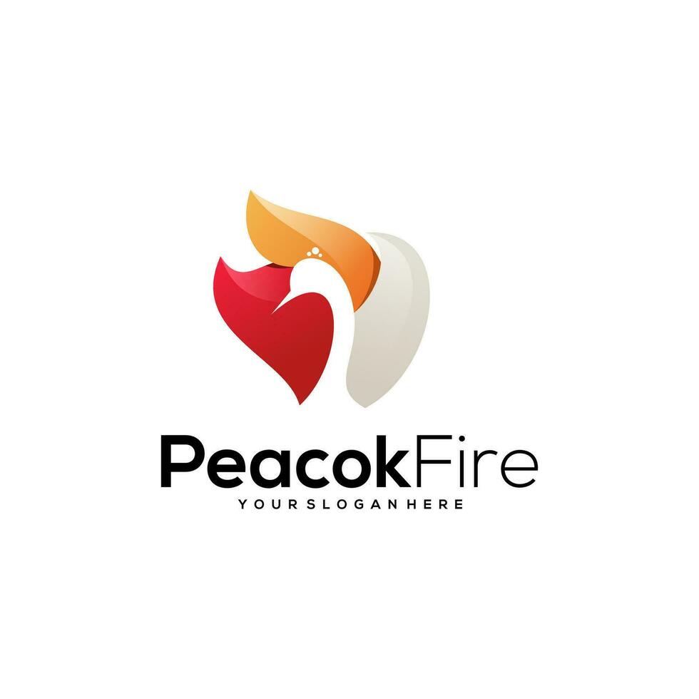 modern Pfau und Feuer Logo Design, 3d Design, Logo Design einfach vektor