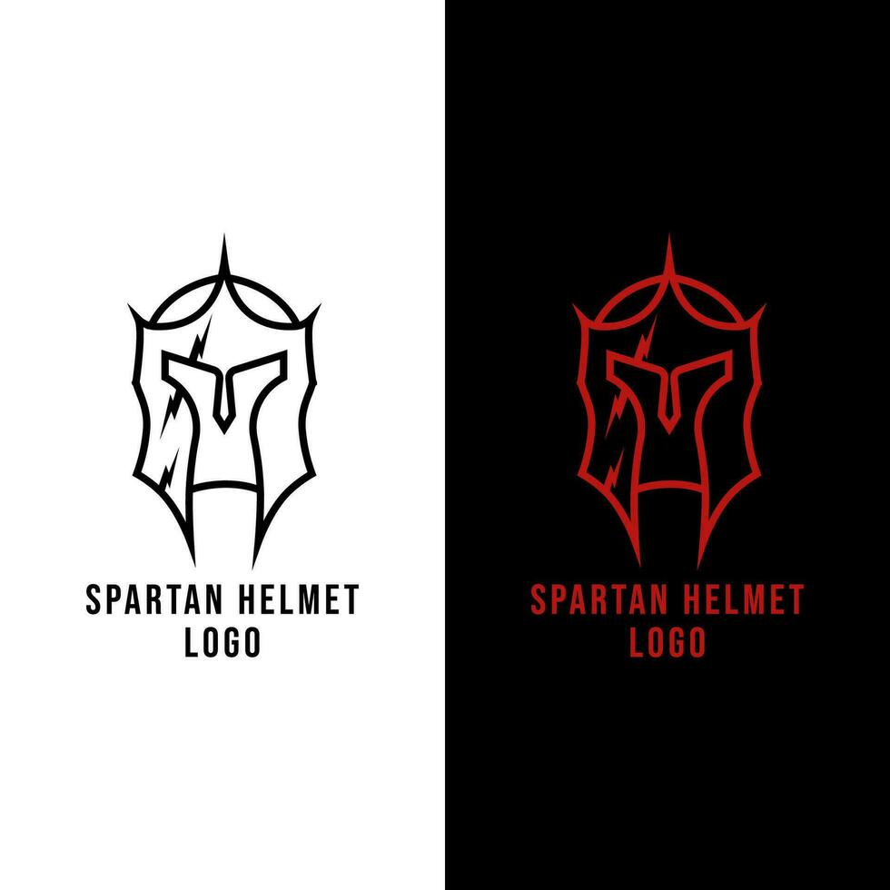 spartansk riddare hjälm med ärr linje konst minimalistisk logotyp vektor