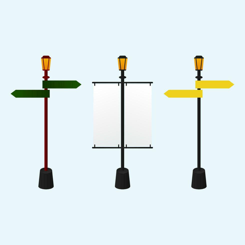einstellen von Straße Zeichen, Straße Lampe, und Straße Element Vektor Designs - - isoliert und vielseitig