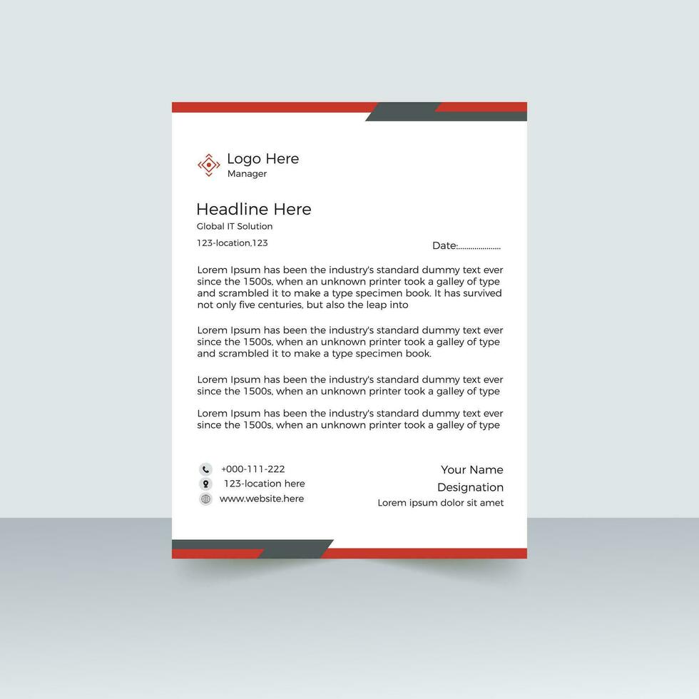 företags- brev huvud design mall vektor