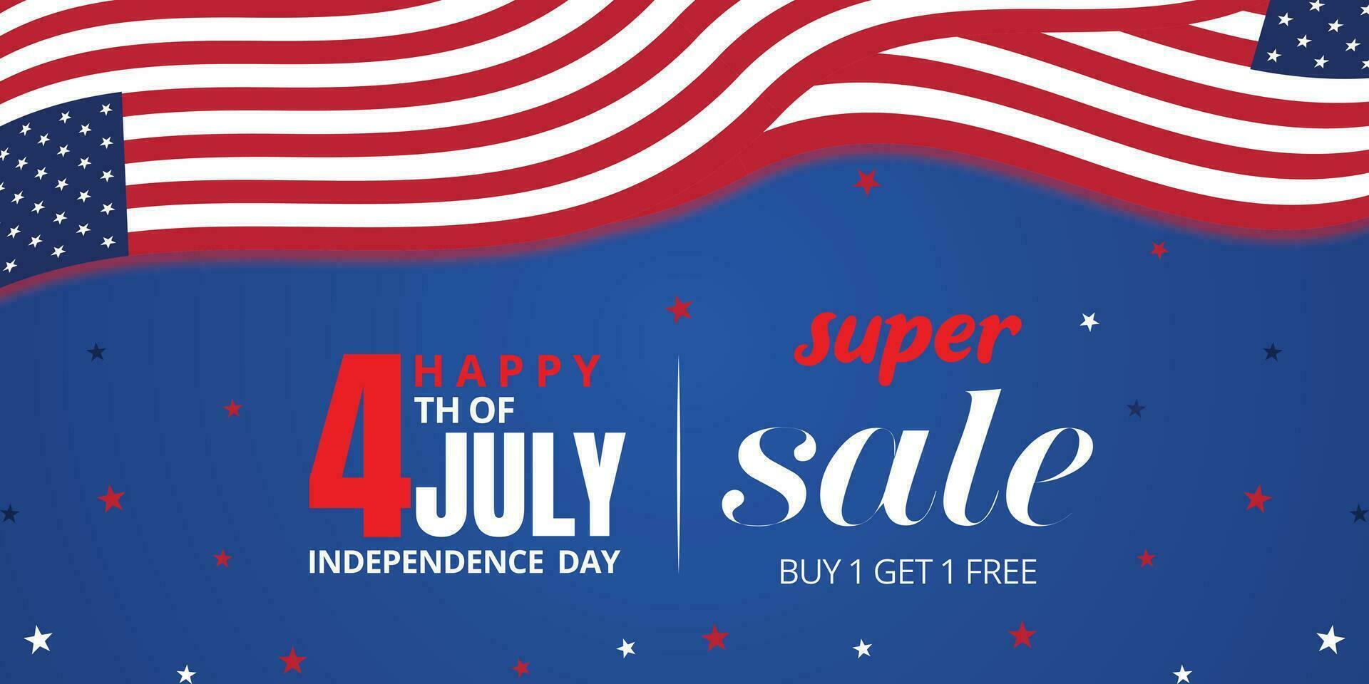 Lycklig 4:e av juli. fjärde juli oberoende dag usa. oberoende dag försäljning webb baner. oberoende dag USA social media befordran mall. hälsning kort, baner, affisch med förenad stater flagga vektor