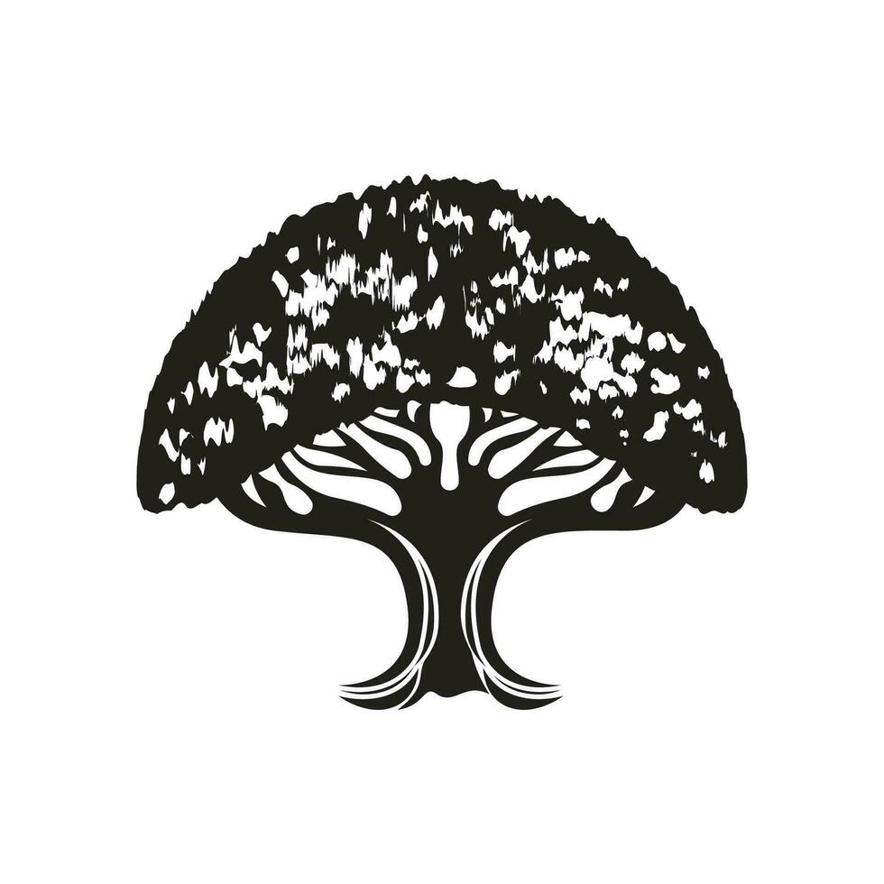 Wurzel Blatt Familie Baum von Leben Eiche Banyan Ahorn Briefmarke Siegel Emblem Etikette Logo vektor