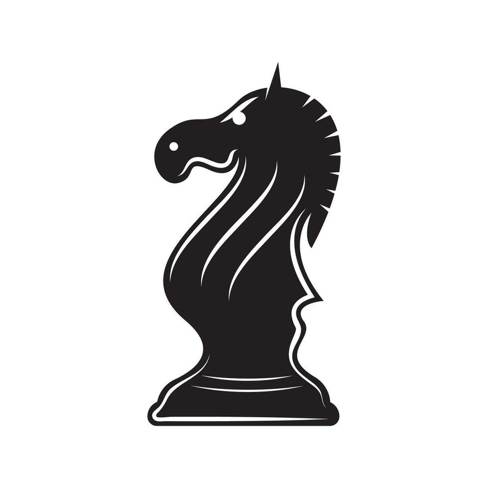 schwarz Schach Ritter Pferd Hengst Statue Skulptur Silhouette Logo Design vektor